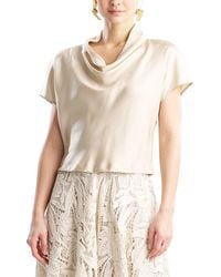 Natori - Silk Twill Cowl Neck Top - Lyst