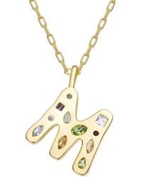 Genevive Jewelry - 14K Plated Cz Alphabetical Necklace - Lyst