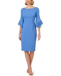 Adrianna Papell - Knit Crepe Tiered Sleeve Dress - Lyst
