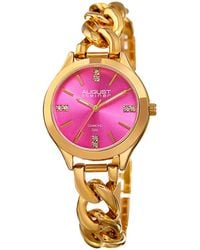 August Steiner - Pink Dial Gold Tone Watch - Lyst