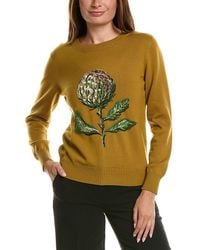 Oscar de la Renta - Artichoke Embroidered Jacquard Wool-Blend Sweater - Lyst