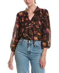 Vince Camuto - Tie-Neck Linen-Blend Peasant Blouse - Lyst