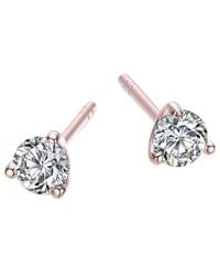 Genevive Jewelry - 18k Rose Gold Vermeil Cz Studs - Lyst