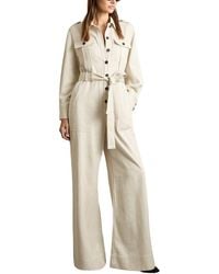 Reiss - Anais Linen-Blend Utility Jumpsuit - Lyst