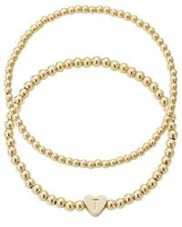 Adornia - 14K Plated Ball Bead Initial Set Bracelet - Lyst