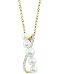 Effy Fine Jewelry - 14K 0.06 Ct. Tw. Diamond & 3.5,4,5Mm Pearl Necklace - Lyst