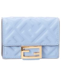 Fendi Micro Trifold Leather Wallet - Blue