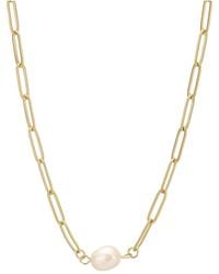 Adornia - 18K Plated Stainless Steel 7.5Mm Pearl Necklace - Lyst