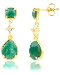 MaxColor - 18K Over 1.50 Ct. Tw. Emerald Dangle Earrings - Lyst