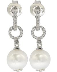 Suzy Levian - Silver Sapphire & 8mm Pearl Earrings - Lyst