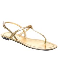 Prada - Triangle Logo Leather Sandal - Lyst