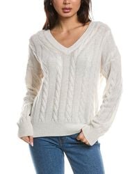 Forte - Fashioned Cable V-Neck Cashmere Sweater - Lyst