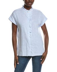 Anne Klein - Ruffle Linen-Blend Top - Lyst
