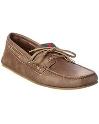 Gucci - Gg Logo Leather Loafer - Lyst