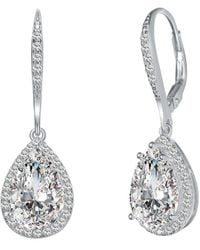 Rachel Glauber - Silver Cz Pear Drop Earring - Lyst