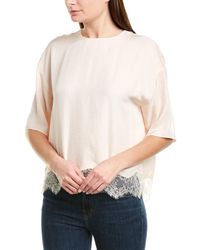 Vince Lace-trim T-shirt - Natural