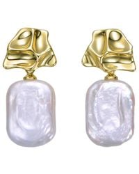 Genevive Jewelry - 14K Pearl Dangle Earrings - Lyst