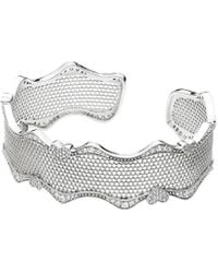 PANDORA Jewellery Silver Cz Lace Of Love Bracelet Cuff - Metallic