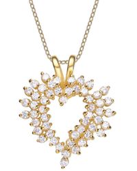 Genevive Jewelry - 14k Over Silver Cz Heart Pendant - Lyst