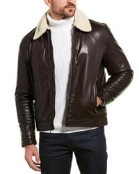 cole haan leather trucker jacket