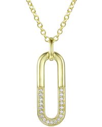 Genevive Jewelry - 14k Over Silver Cz Geometric Pendant Necklace - Lyst