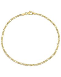 Italian Silver - 18K Over Figaro Chain Bracelet - Lyst