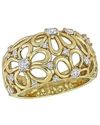 Created Forever - 14K 0.22 Ct. Tw. Lab-Grown Diamond Flower Wide Band Ring - Lyst
