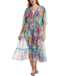 Johnny Was - Plus Helena Tiered Silk-Blend Midi Dress - Lyst