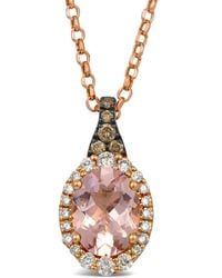 Le Vian - Le Vian Checkerboard Semiprecious 14K Rose 1.63 Ct. Tw. Diamond & Morganite Pendant Necklace - Lyst