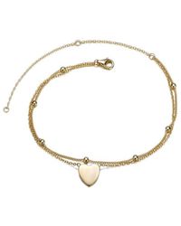Rachel Glauber - 14k Over Silver Cz Hammered Heart Ankle Bracelet - Lyst