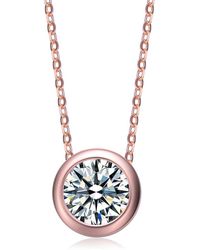 Rachel Glauber - 18k Rose Gold Plated Cz Solitaire Pendant Necklace - Lyst