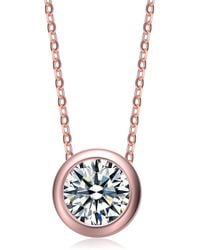 Rachel Glauber - 18k Rose Gold Plated Cz Solitaire Pendant Necklace - Lyst