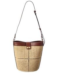 Anya Hindmarch - Patchwork Raffia & Leather Bucket Bag - Lyst