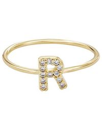 Adornia - 14K Plated Cz Initial Ring - Lyst