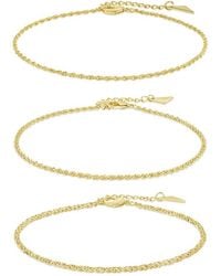 Sterling Forever - 14k Plated Terina Anklet Set Of 3 Anklet - Lyst
