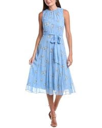 Teri Jon - Chiffon Floral Print Fit N Flare Silk Midi Dress - Lyst