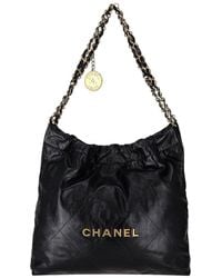 CHANEL - Calfskin 22 Logo Hobo Bag With A Matching Pouch (Authentic Pre- Loved) - Lyst