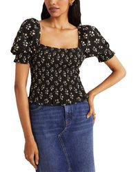 Boden - Square Neck Smocked Jersey Top - Lyst