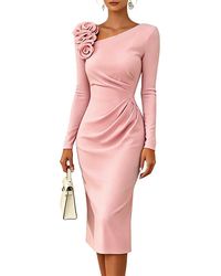 Tedora - Long Sleeve Midi Dress - Lyst