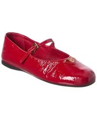 Prada - Logo Leather Ballerina Flat - Lyst