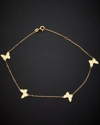 Italian Gold - 14k Butterfly Station Anklet - Lyst