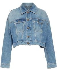 Miu Miu - Washed Denim Hand Painted Daisy Cropped Jacket, Size It (Authentic Pre-Loved) - Lyst