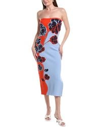 MILLY - Simone Floral Midi Dress - Lyst