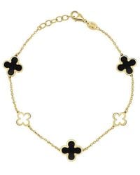 Italian Gold - 14K Onyx Station Chain Clover Bracelet - Lyst