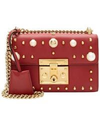 Gucci - Red Leather Pearl Stud Padlock Small Shoulder Bag (authentic Pre-loved) - Lyst