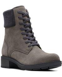 Clarks - Hearth Sky Suede Combat Boot - Lyst