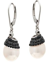 Diamond Select Cuts - 0.25 Ct. Tw. Diamond & 7.5-8.5Mm Pearl Earrings - Lyst
