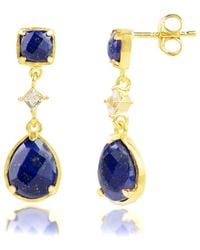 MaxColor - 18K Over 1.50 Ct. Tw. Lapis Lazuli Dangle Earrings - Lyst