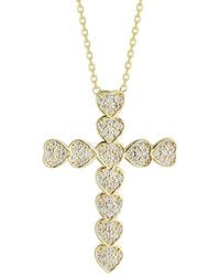 Glaze Jewelry - 14k Over Silver Cz Cross Necklace - Lyst