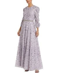 Mac Duggal - Floral Beaded Mesh Puff Sleeve A Line Gown - Lyst